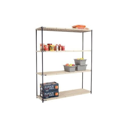 Global Equipment Nexel   , Nexelite reg  , 4 Tier, Vented Plastic Mat Shelving Unit, 72"W x 21"D x 86"H PM21728N